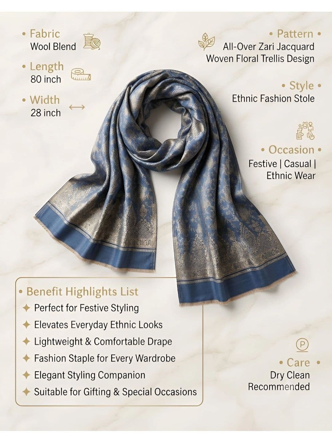 MUFFLY Men Woven Design Stole thumbnail 3
