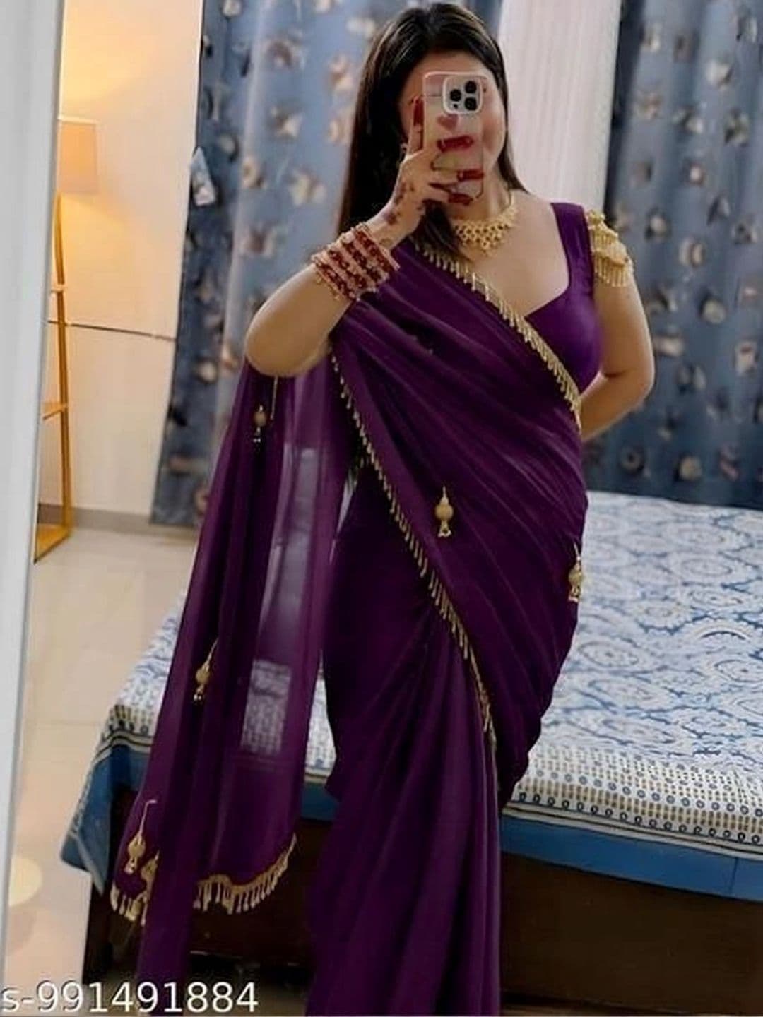 Saanvi Embroidered Silk Blend Saree thumbnail 2