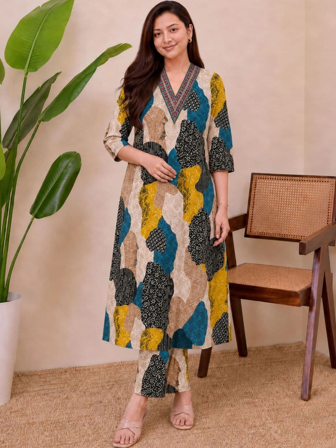 SZN Women Printed Regular Kurta with Trousers thumbnail 5