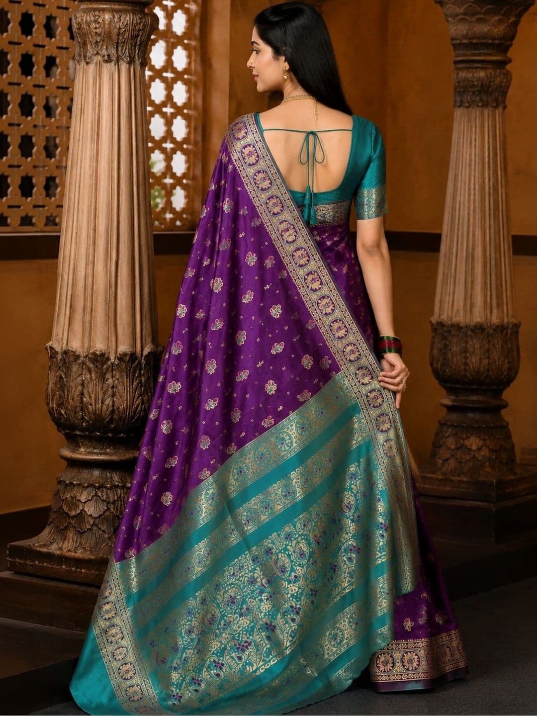vastranagari Woven Design Zari Art Silk Designer Banarasi Saree thumbnail 4