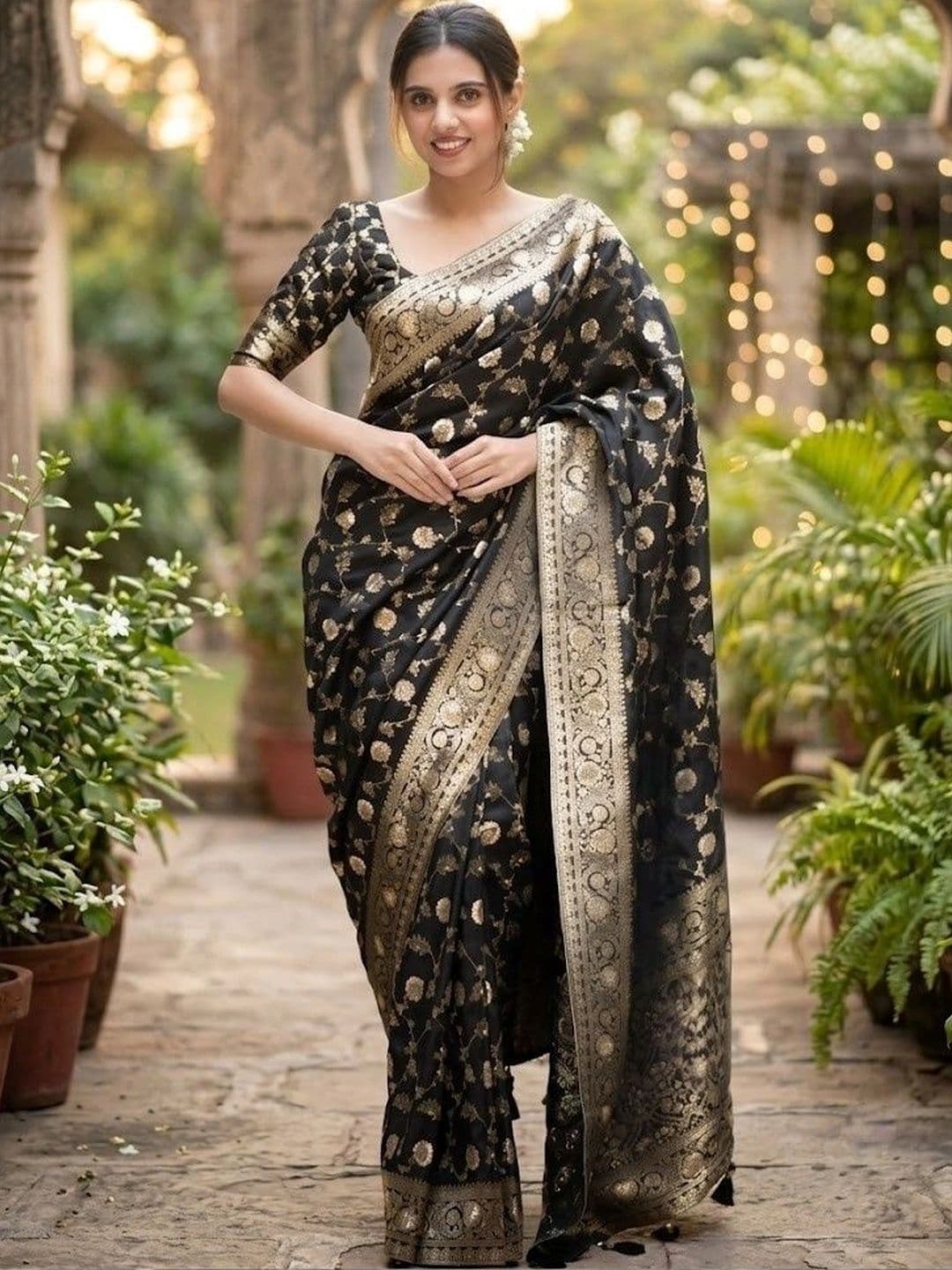 ZARA STAR Woven Design Zari Art Silk Banarasi Saree - view 1