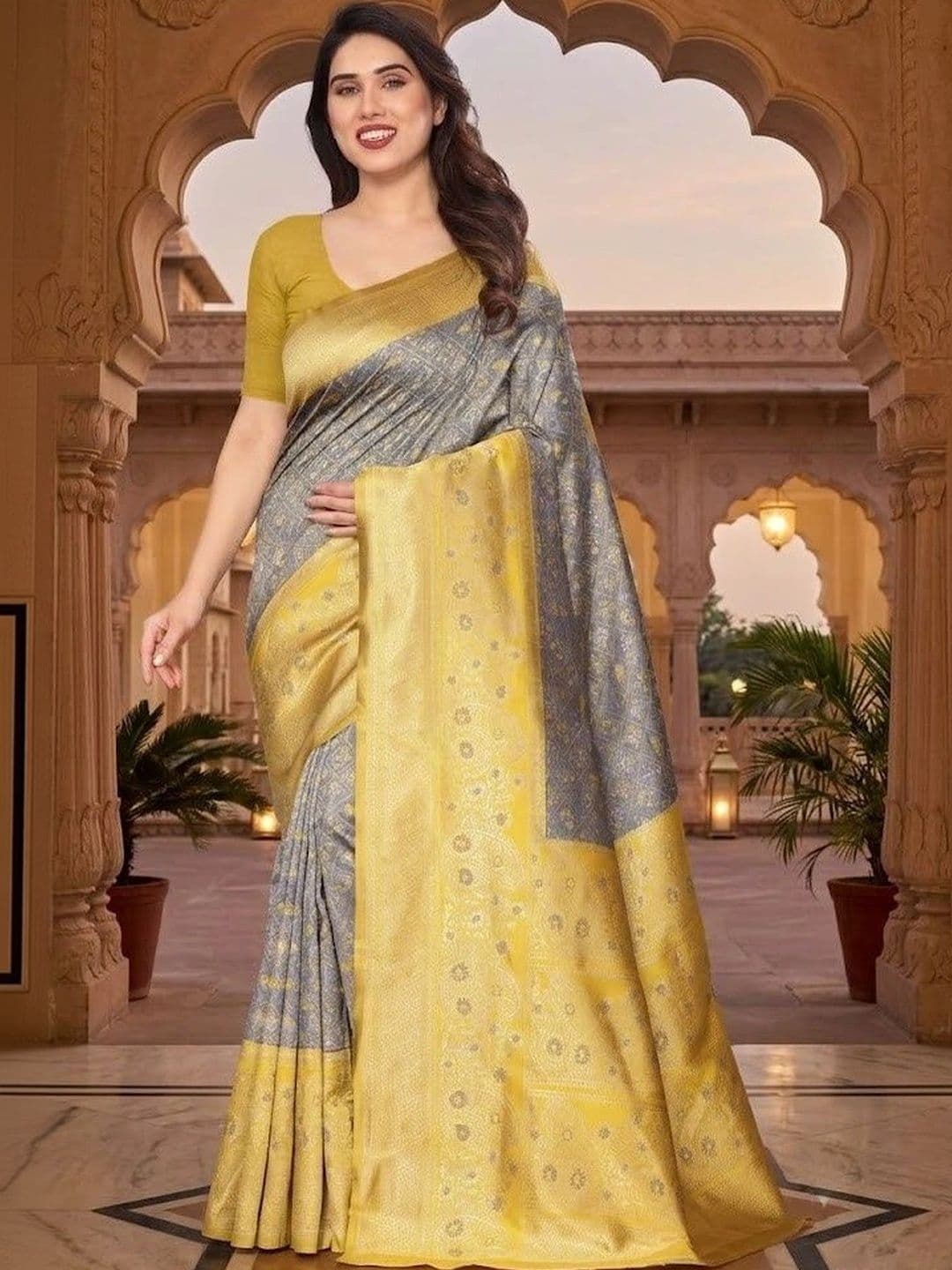 AJ FASHION PLUS Woven Design Zari Art Silk Banarasi Saree - view 1