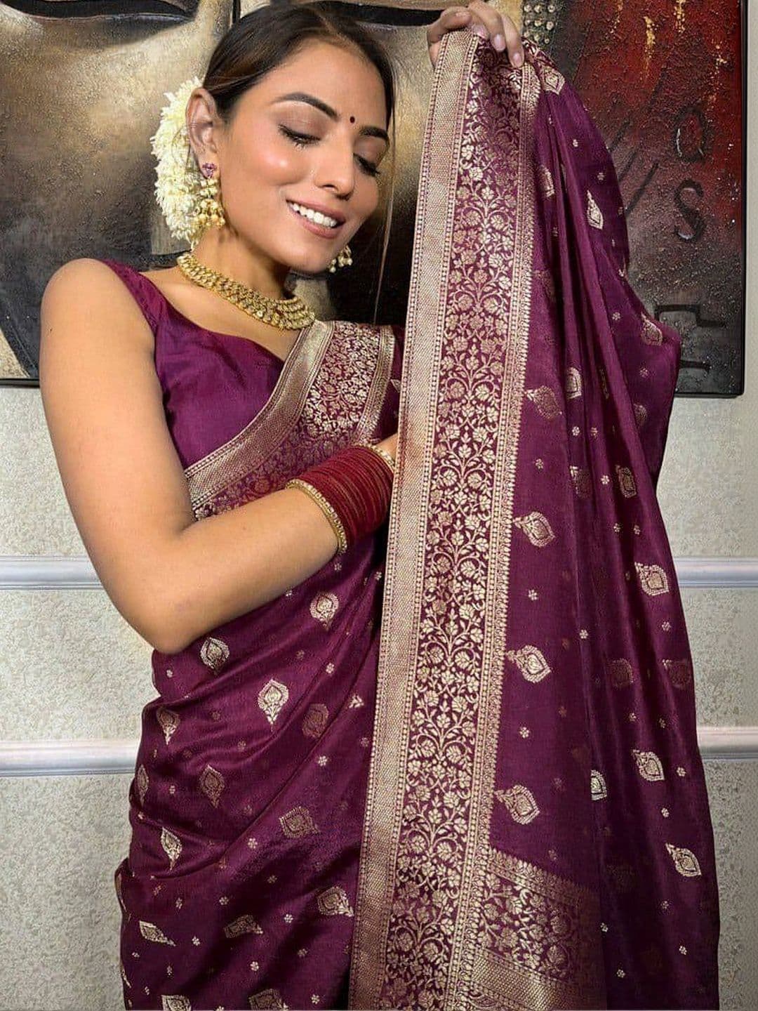 Okom Woven Design Zari Art Silk Banarasi Saree thumbnail 6