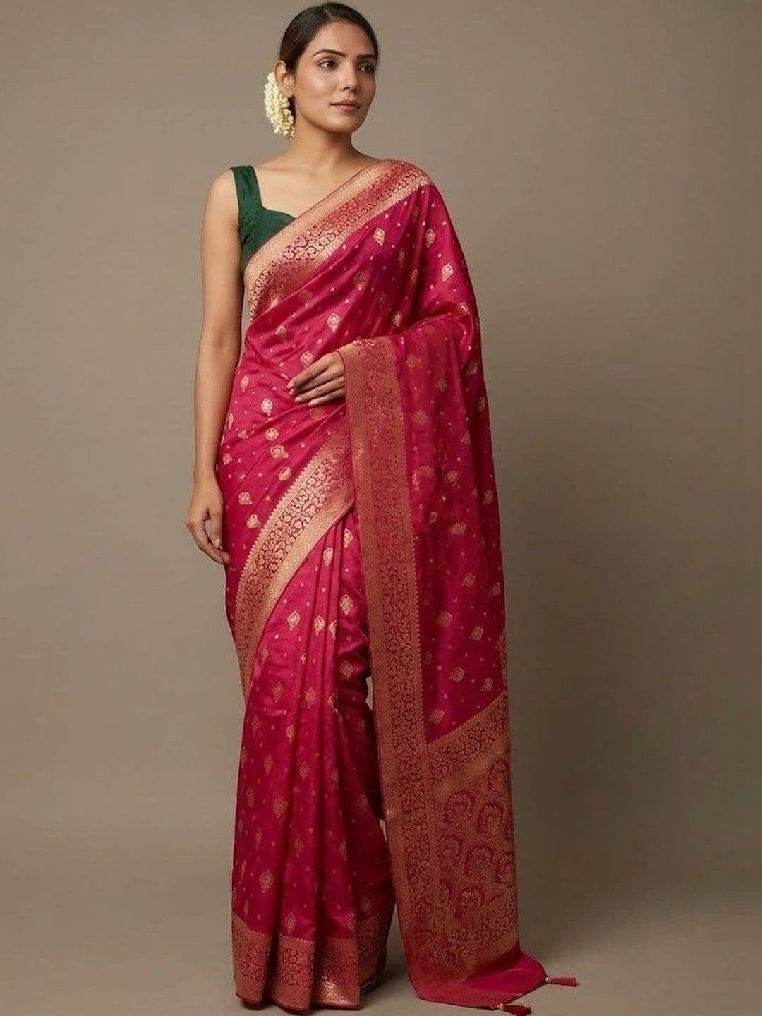 AAVEE Woven Design Zari Art Silk Banarasi Saree - view 1