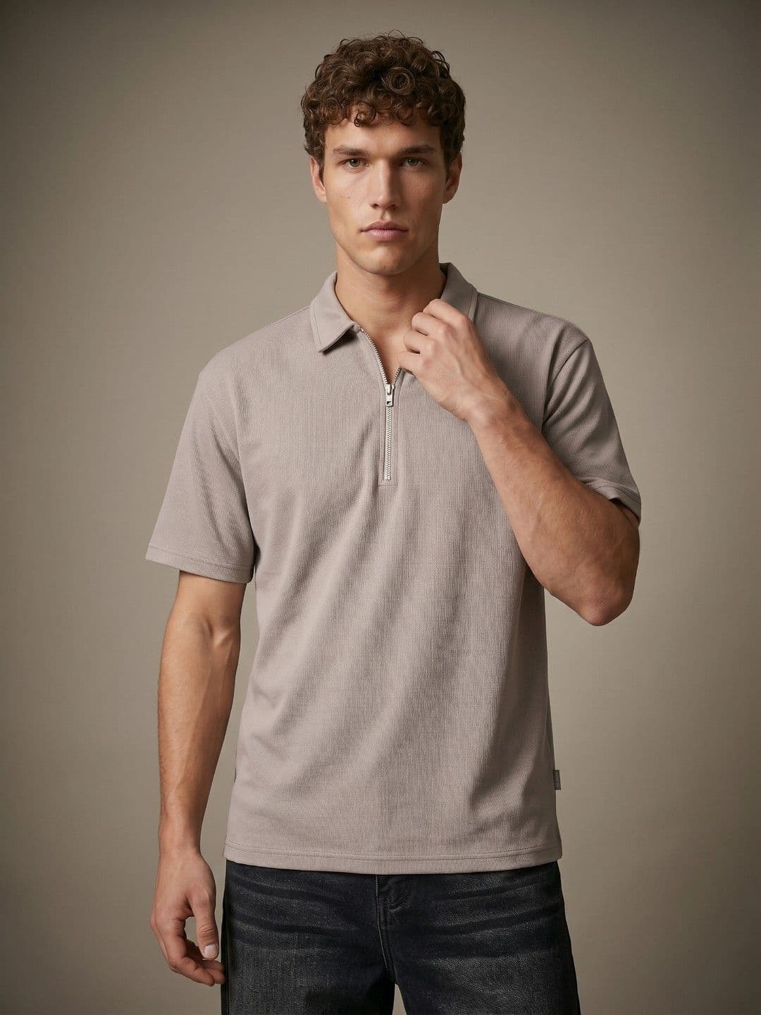 glitchez Polo Collar Textured Relaxed Fit Tshirt thumbnail 9