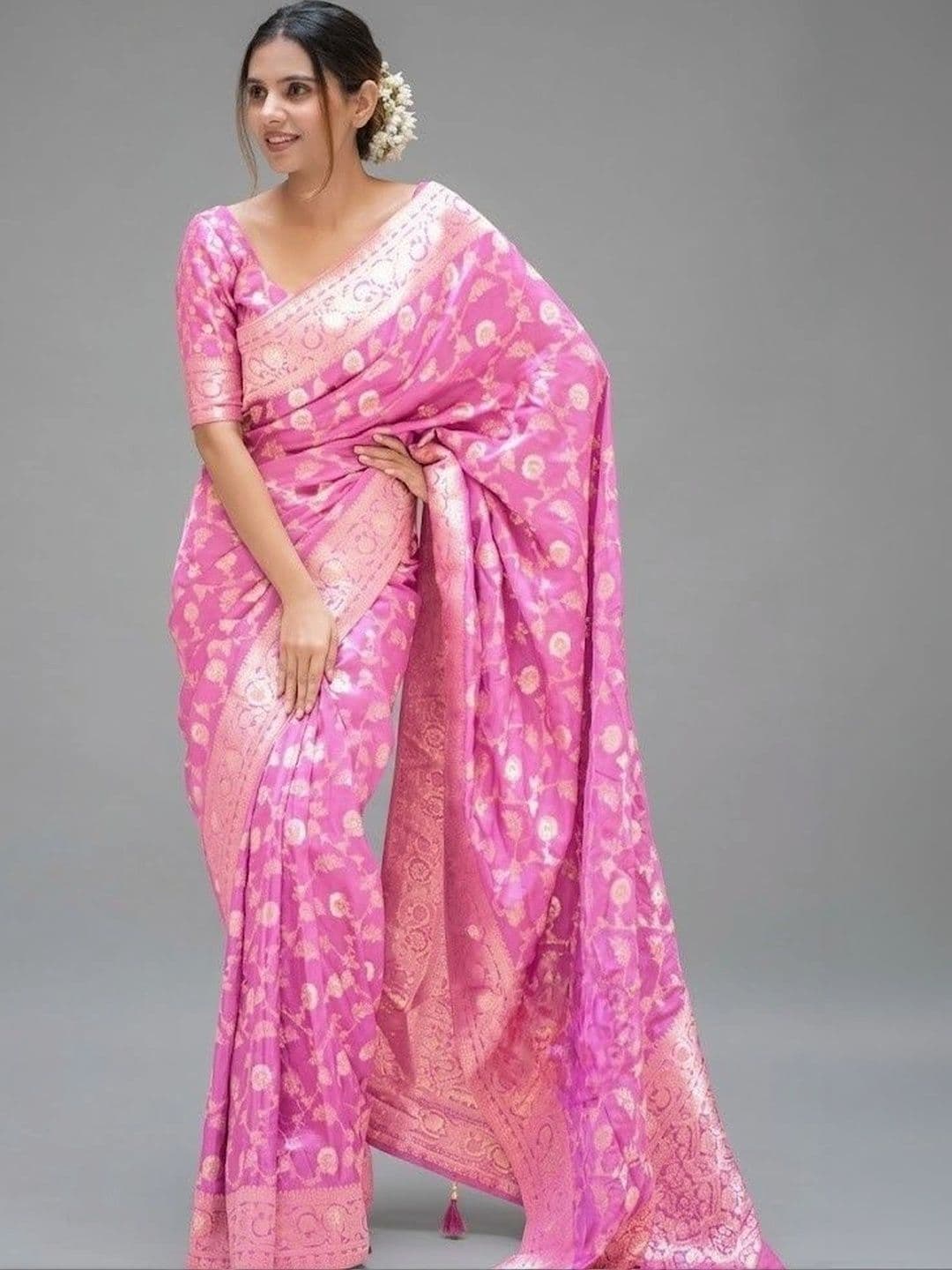 VelvetHue Woven Design Zari Art Silk Banarasi Saree - view 1