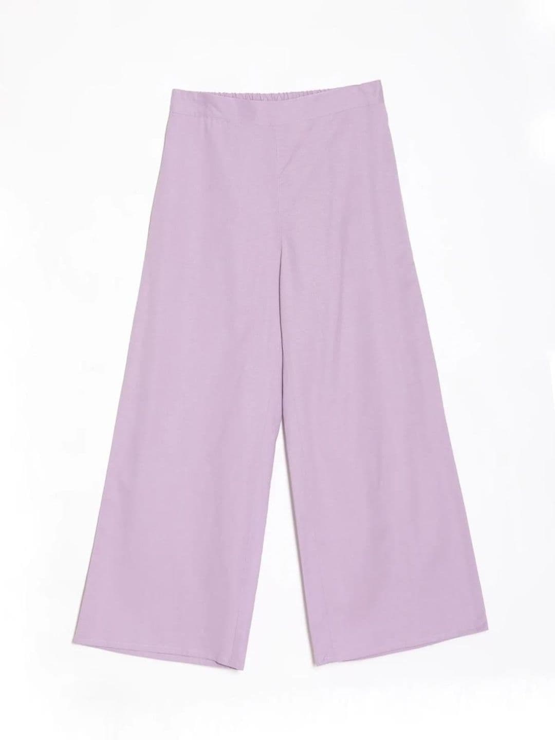 AMIRAS INDIAN ETHNIC WEAR Women Lilac Mid-Rise Cotton Comfort Straight Fit Pocket Trousers thumbnail 5