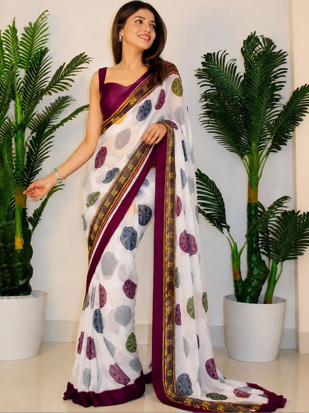 GHAN SALS Polka Dot Pure Georgette Saree thumbnail 5