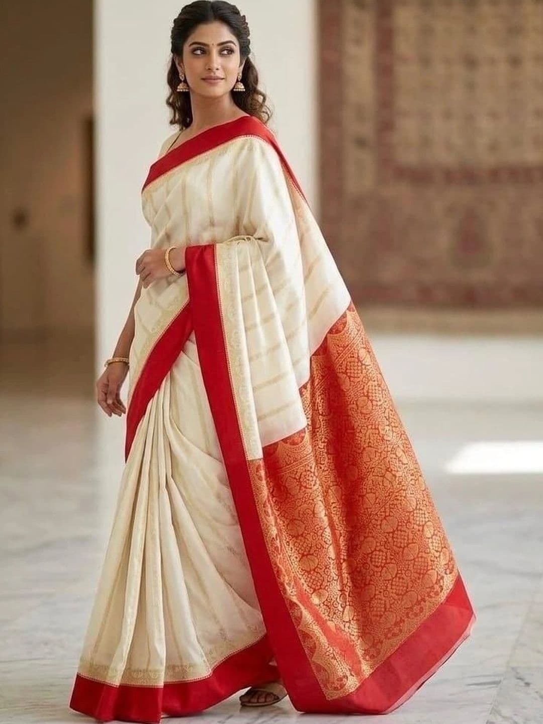 SILK HERITAGE Striped Zari Art Silk Saree thumbnail 4