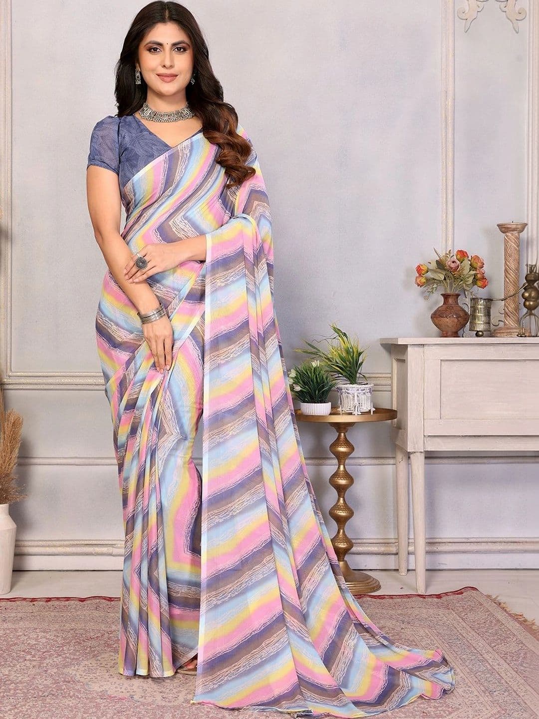 SZN Ombre Poly Georgette Designer Saree - view 1