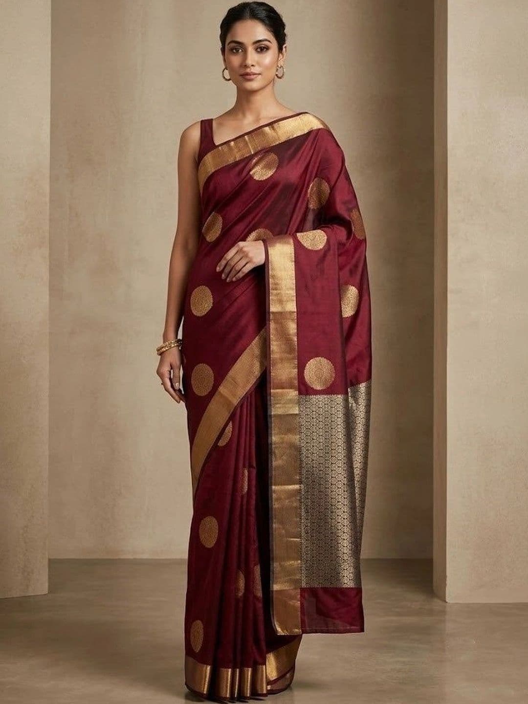 VelvetHue Woven Design Zari Art Silk Banarasi Saree - view 1