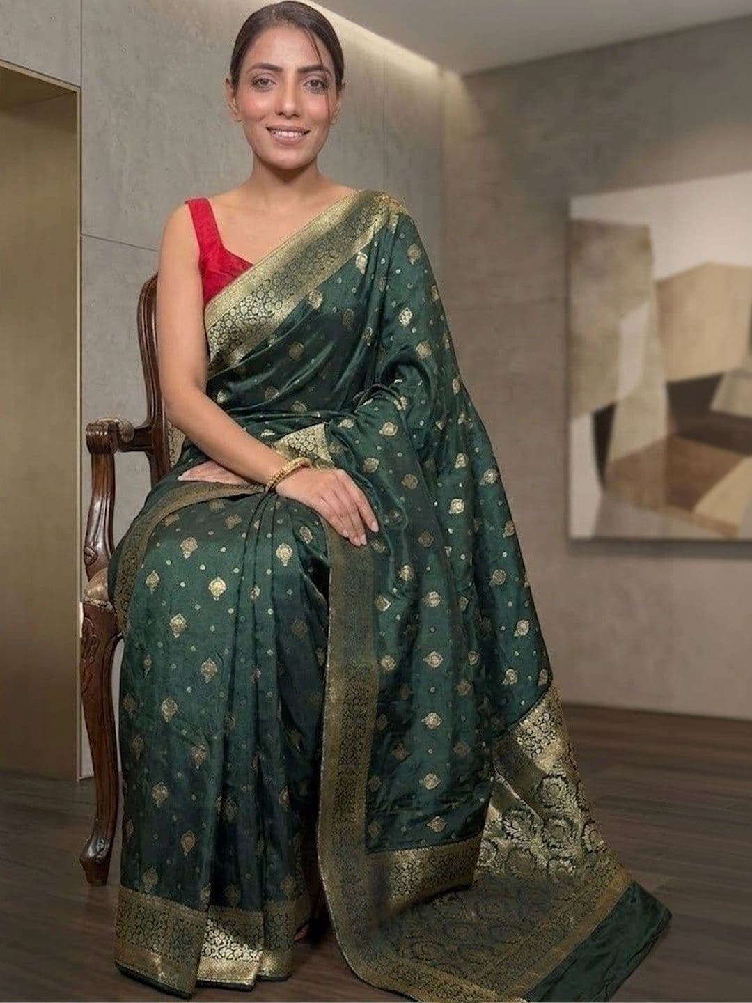 YASHASVI FASHION Woven Design Zari Art Silk Banarasi Saree thumbnail 2