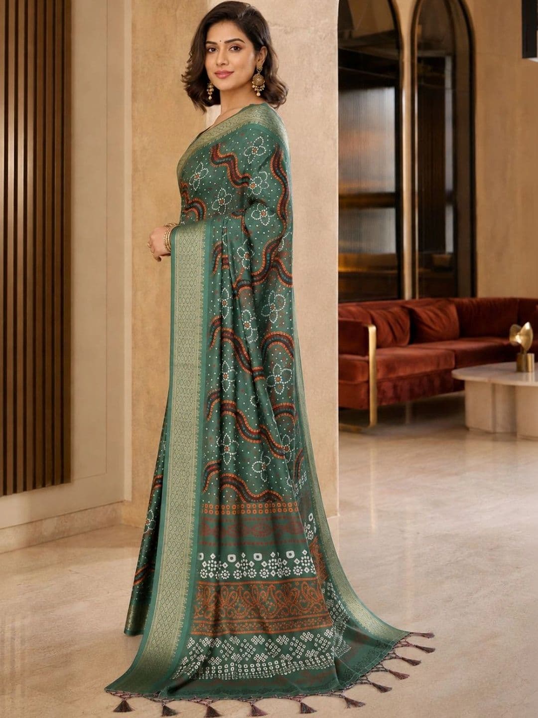 IKSHARA Bandhani Silk Cotton Saree thumbnail 4