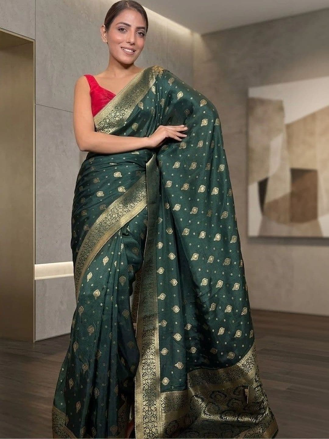 ZARA STAR Woven Design Zari Art Silk Banarasi Saree - view 1