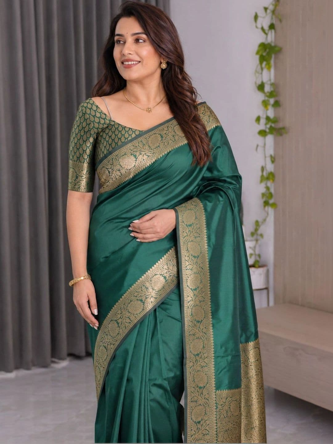 IKSHARA Zari Art Silk Banarasi Saree thumbnail 5