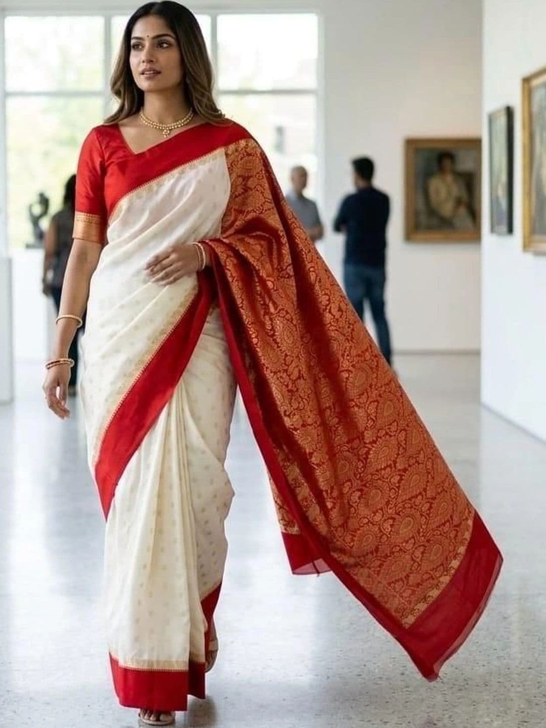 SILK HERITAGE Woven Design Zari Art Silk Saree thumbnail 6