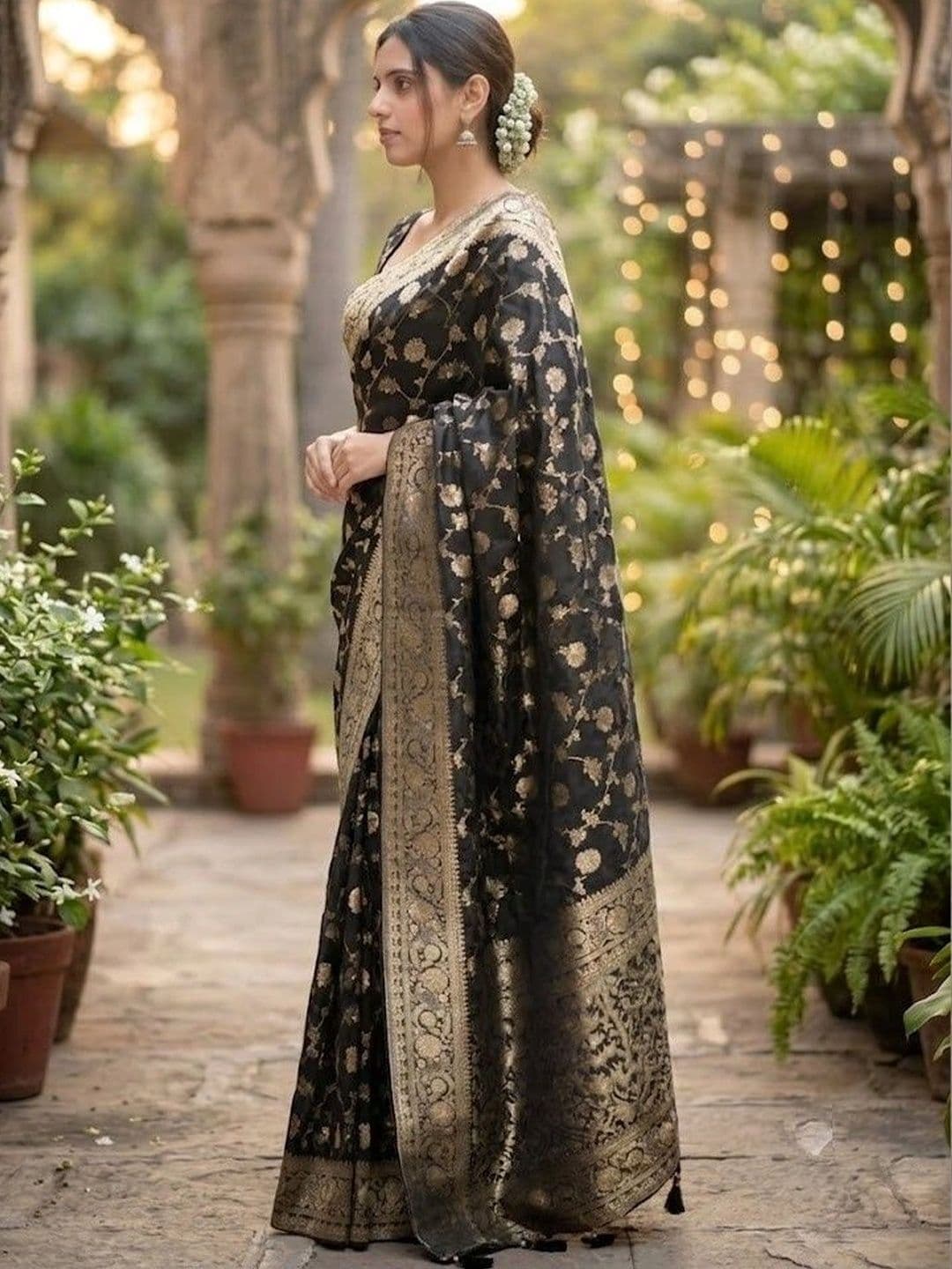 YASHASVI FASHION Woven Design Zari Art Silk Banarasi Saree thumbnail 4