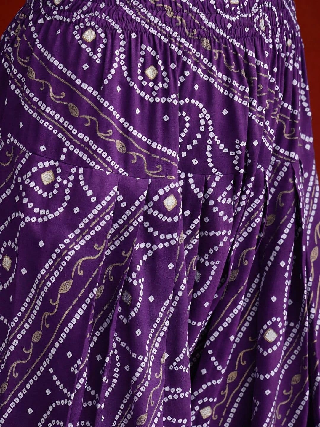Stylum Women Bandhani Printed Regular Thread Work Kurta with Palazzos & With Dupatta thumbnail 4