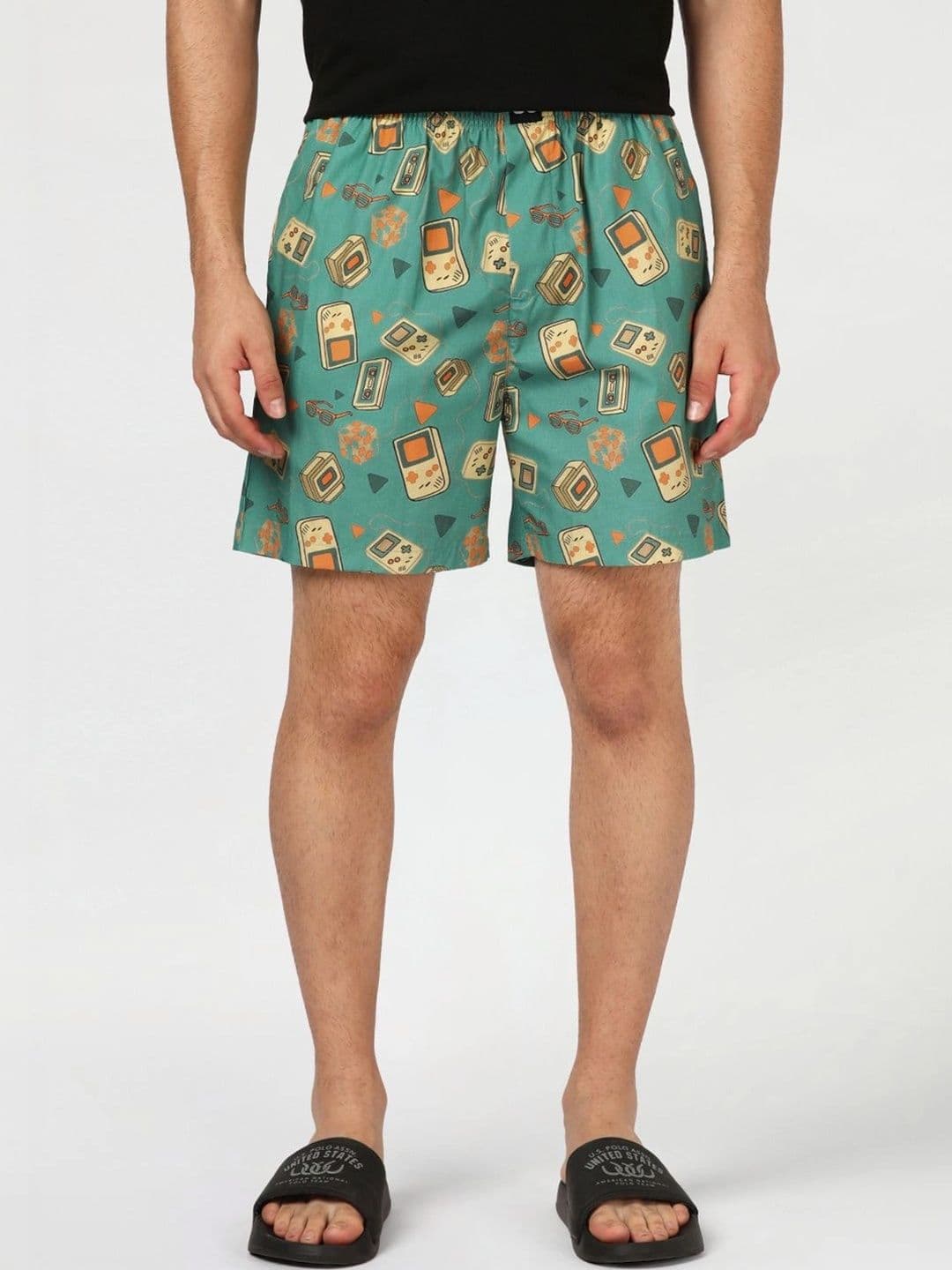 Bewakoof Men's Green All Over Printed Boxers thumbnail 14
