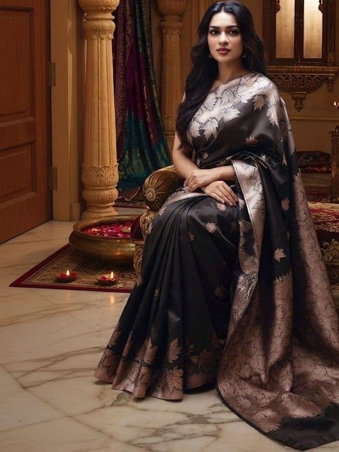 AmiFashion Woven Design Zari Art Silk Banarasi Saree thumbnail 3