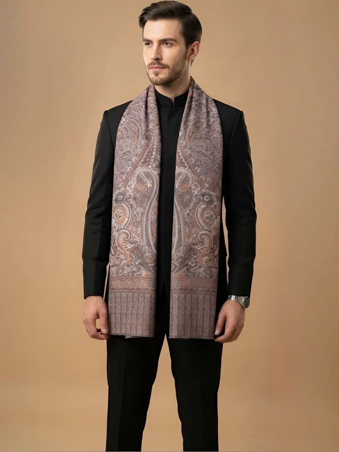 MUFFLY Men Woven Design Stole thumbnail 3