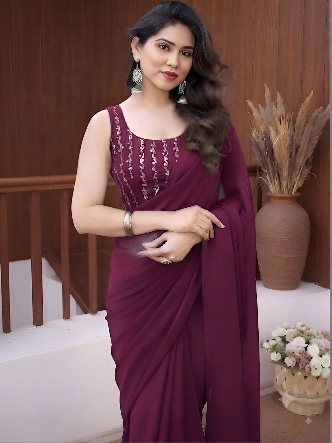 VRAGI Sequinned Saree thumbnail 2