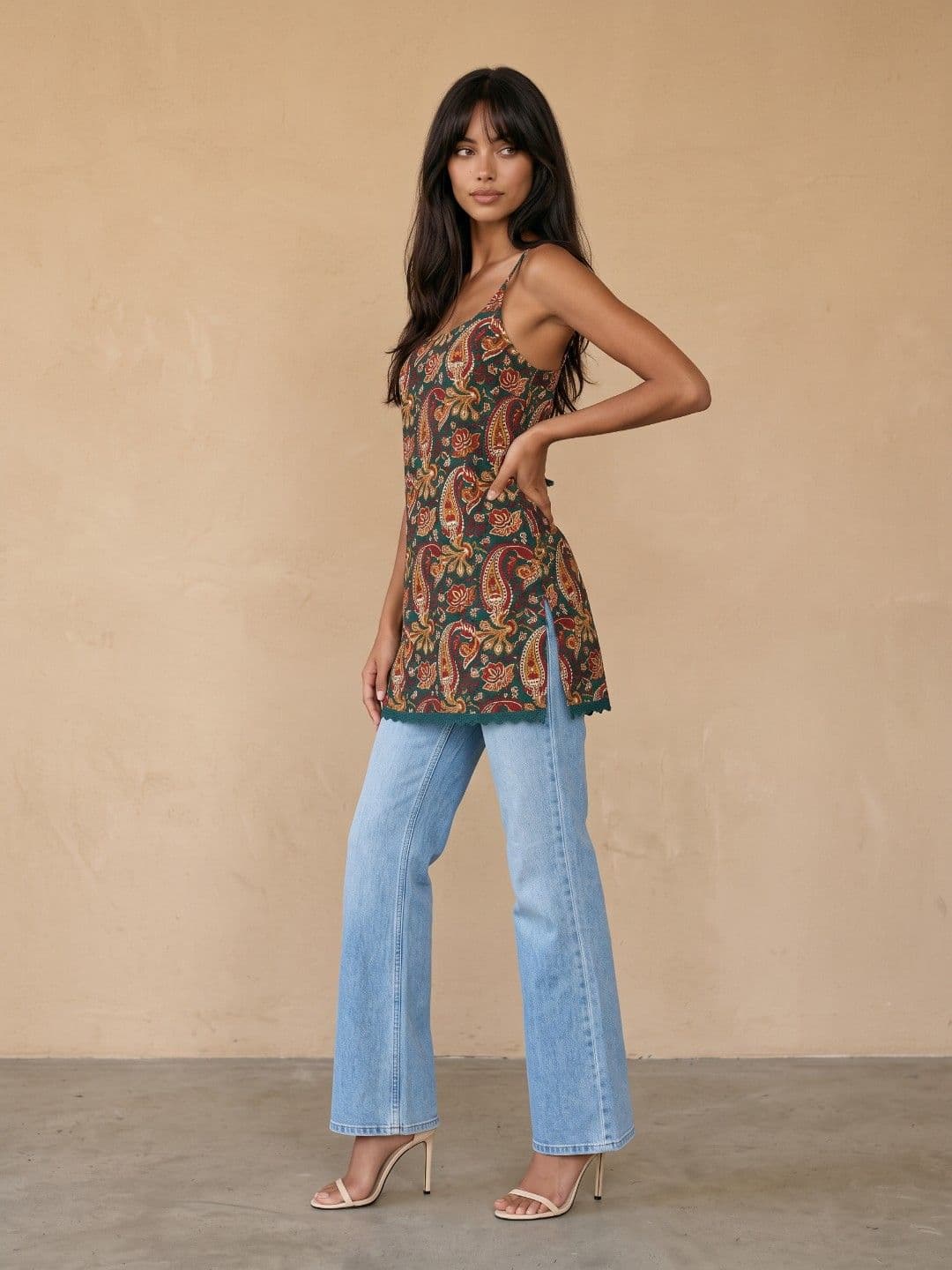 fusion by glitchez Paisley Printed Pure Cotton Kurti thumbnail 2
