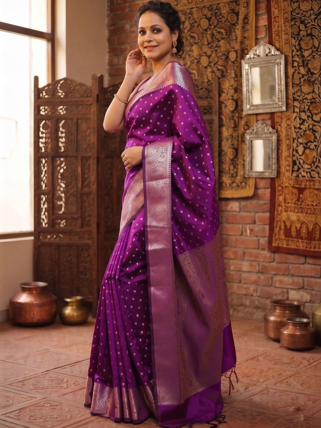 Zankhi Hosiery Woven Design Zari Art Silk Banarasi Saree thumbnail 4