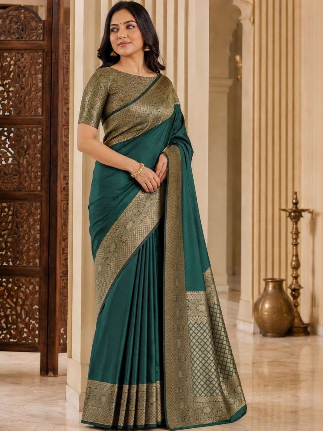 IKSHARA Woven Design Zari Art Silk Banarasi Saree thumbnail 7