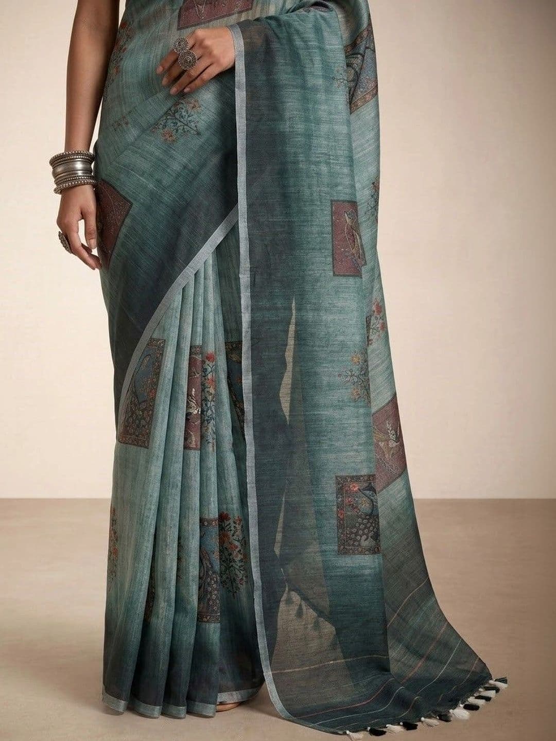 Anouk Kalamkari Linen Blend Saree thumbnail 2