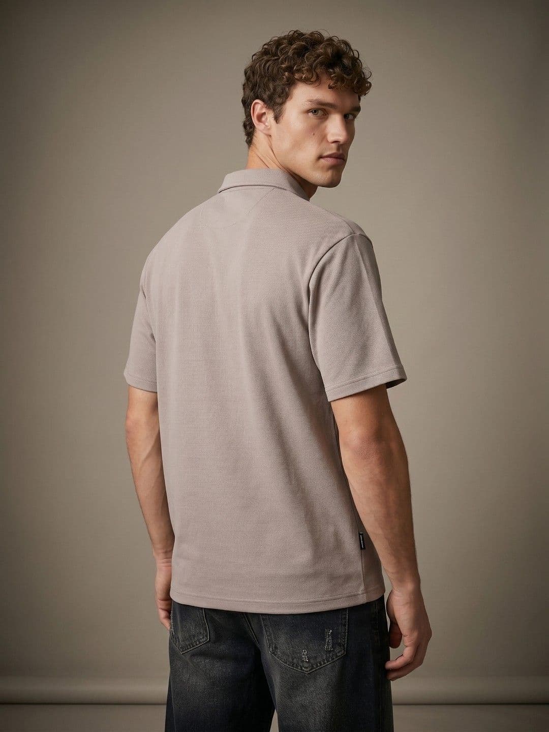 glitchez Polo Collar Textured Relaxed Fit Tshirt thumbnail 7