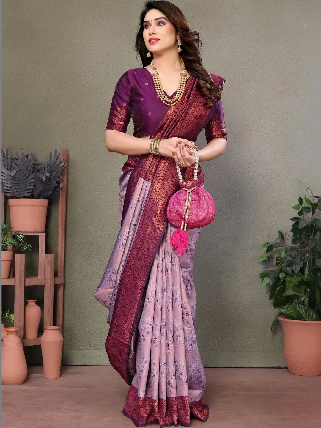 VS MALL Woven Design Zari Banarasi Saree thumbnail 3
