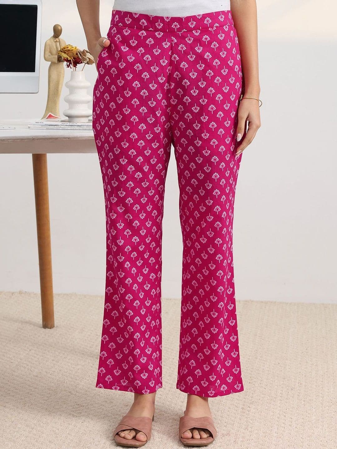 Gerua By Libas Libas Fuchsia Pink Floral Print A-Line Suit Set with Dupatta thumbnail 3