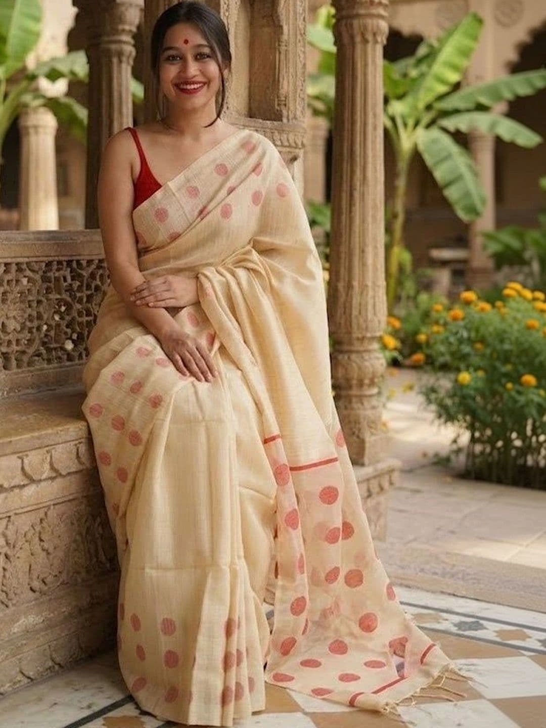 you shop we ship Woven Design Zari Art Silk Banarasi Saree thumbnail 7