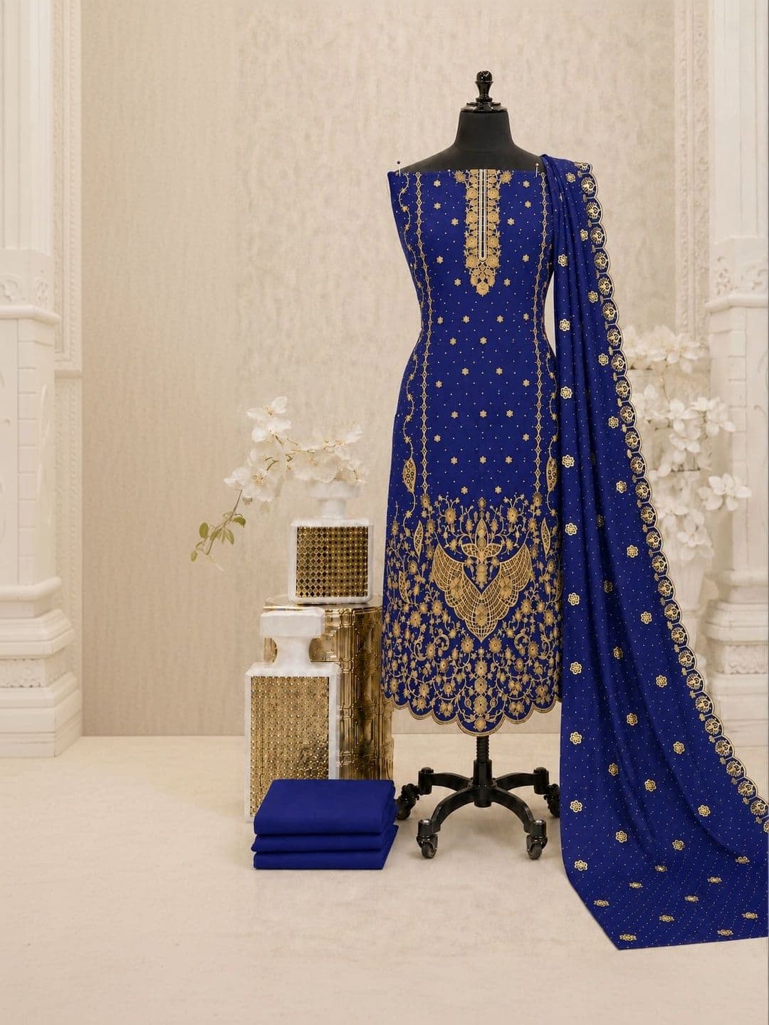 BHAIRAV TEX Embroidered Unstitched Dress Material thumbnail 3