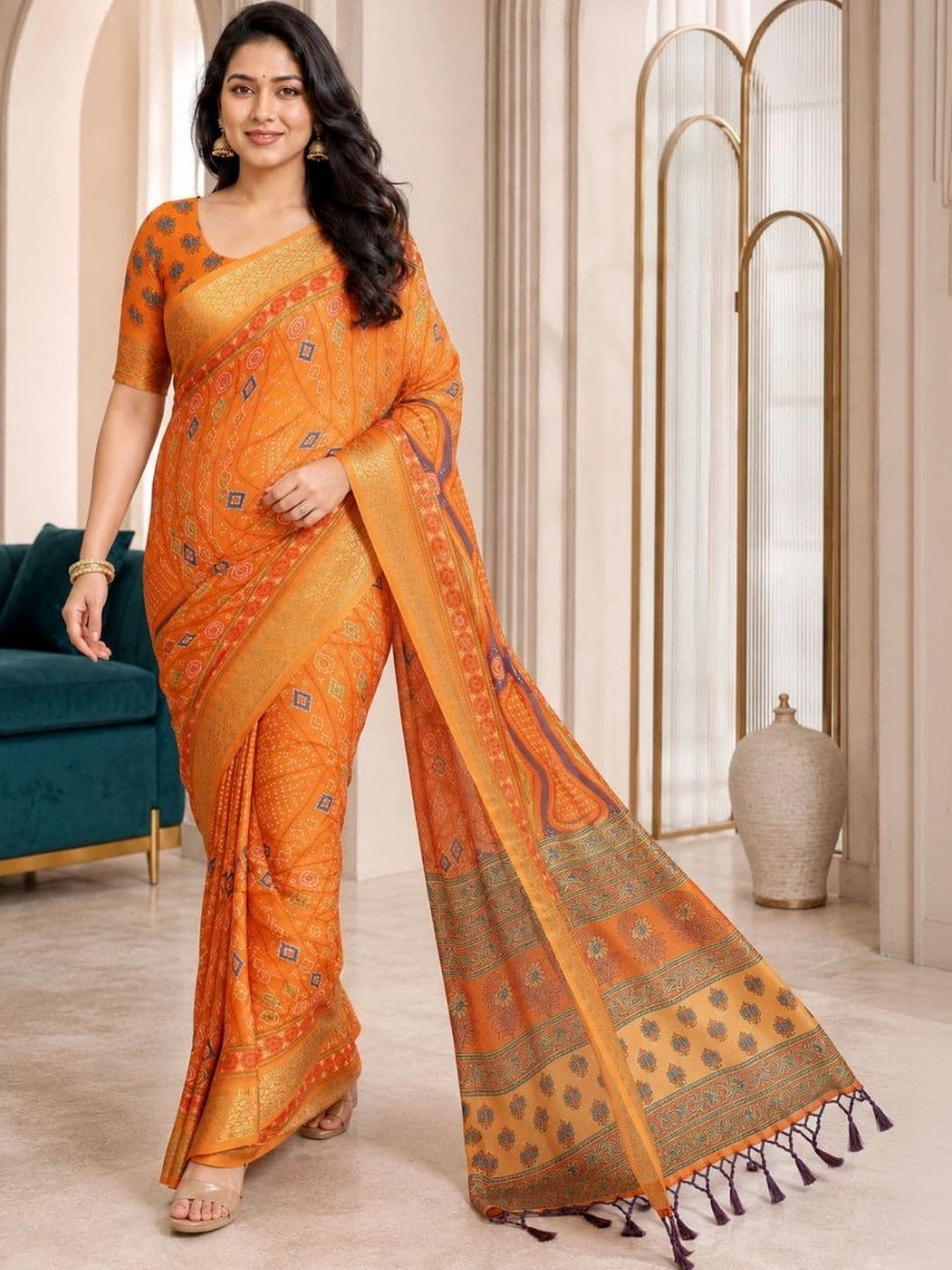 IKSHARA Bandhani Silk Cotton Saree thumbnail 5