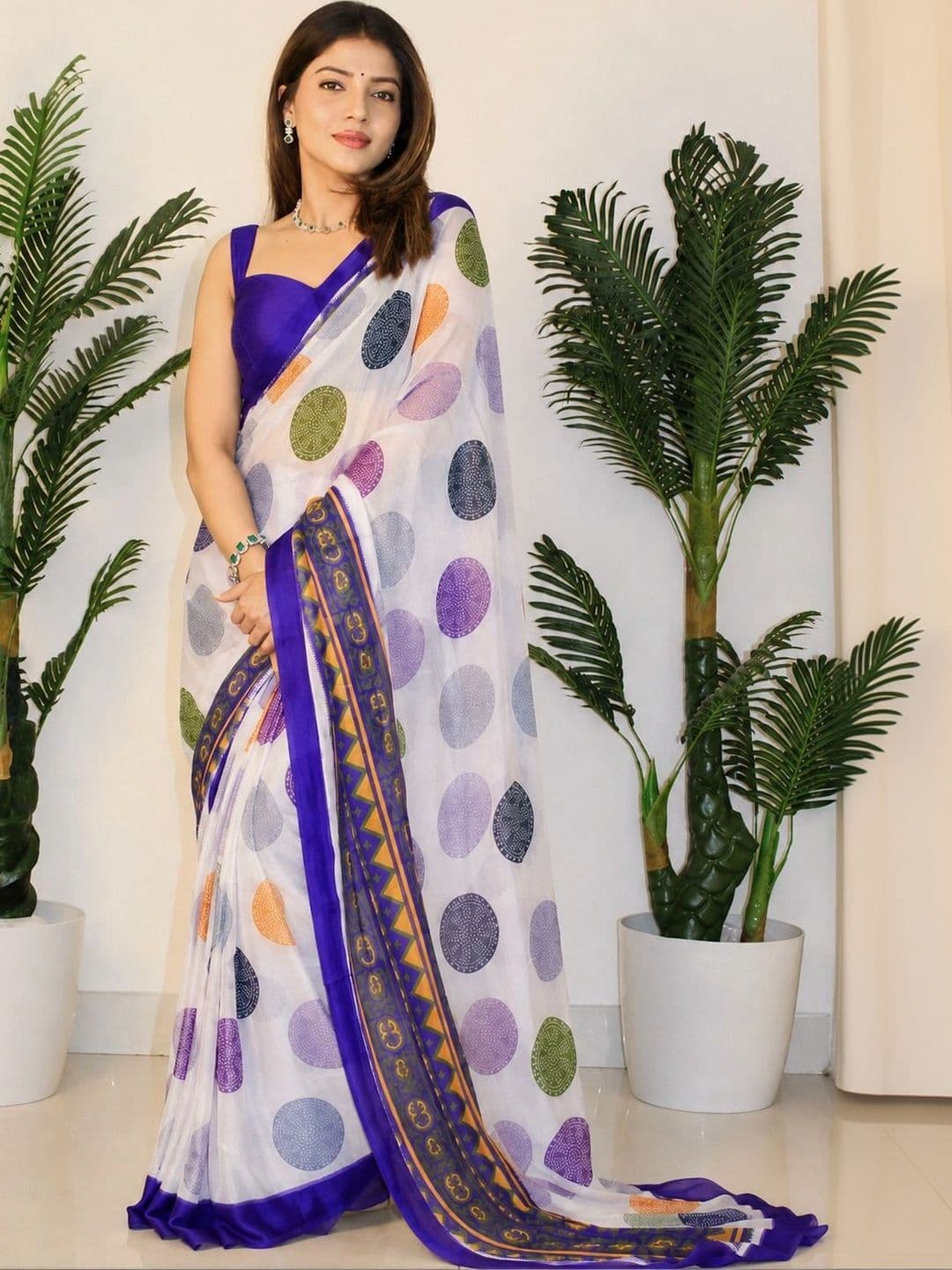 Sita Polka Dot Pure Georgette Saree - view 1