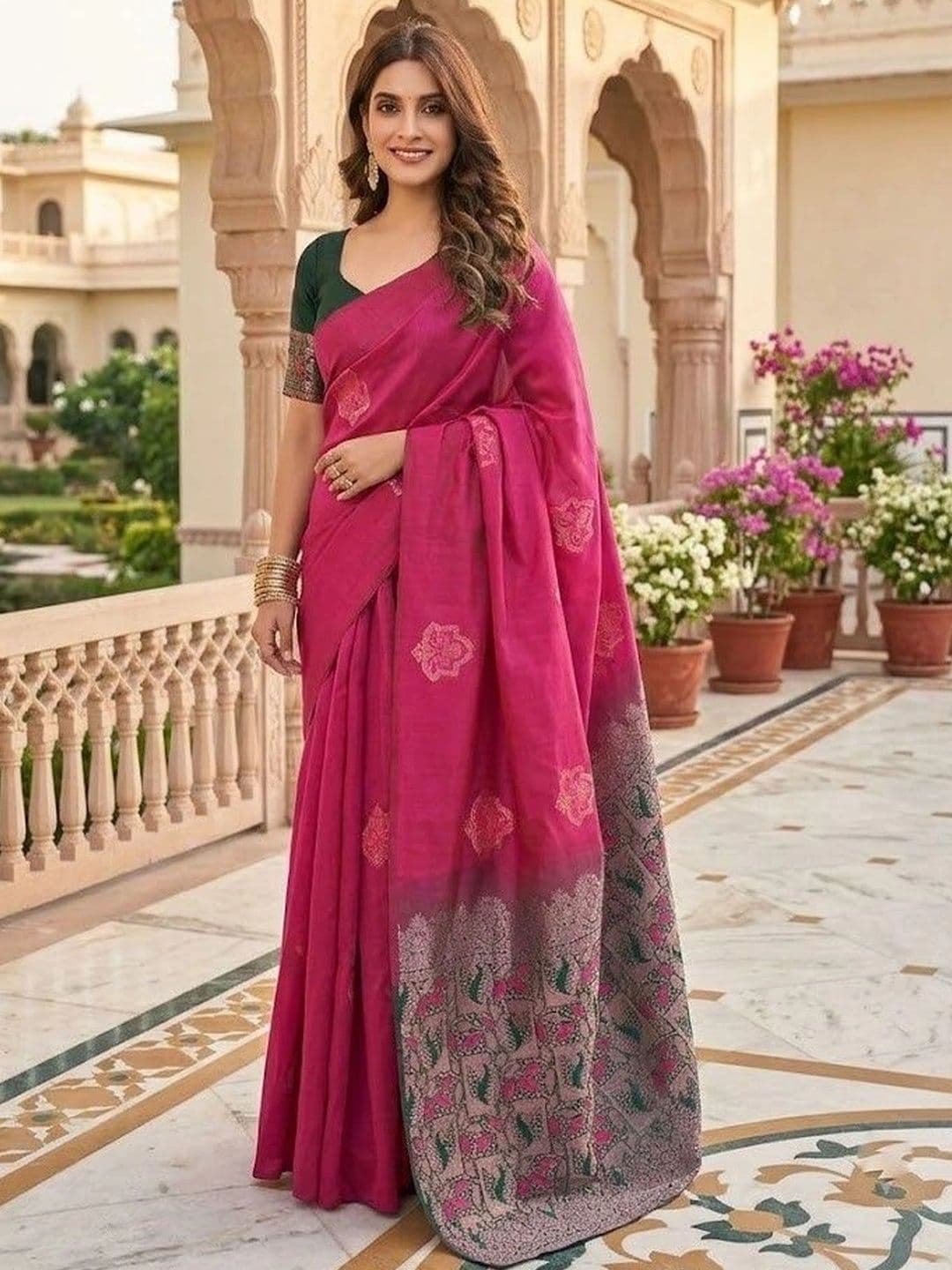 AmiFashion Woven Design Zari Art Silk Banarasi Saree - view 1