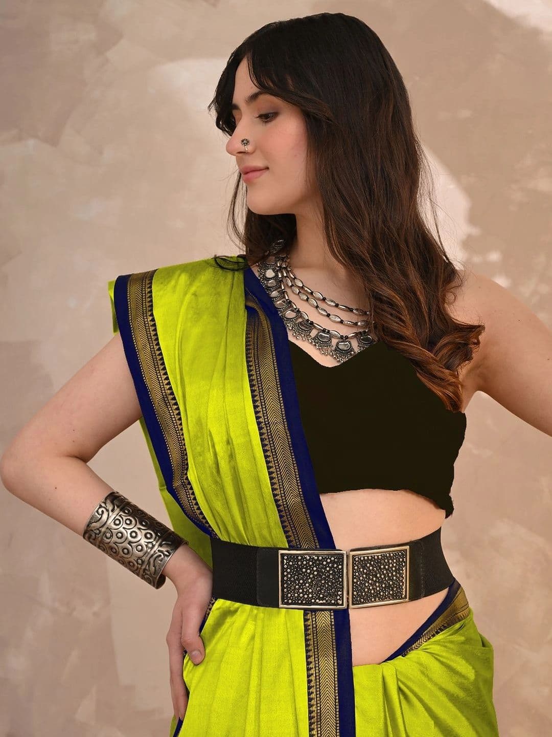 KALINI Striped Zari Designer Gadwal Saree thumbnail 3