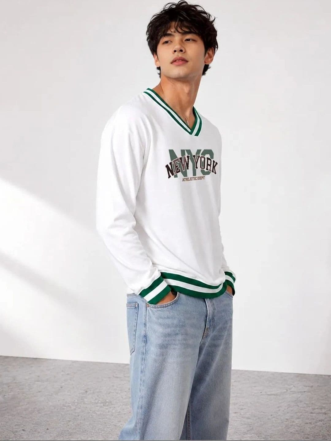 SZN Men Typography Printed V-Neck T-shirt thumbnail 4