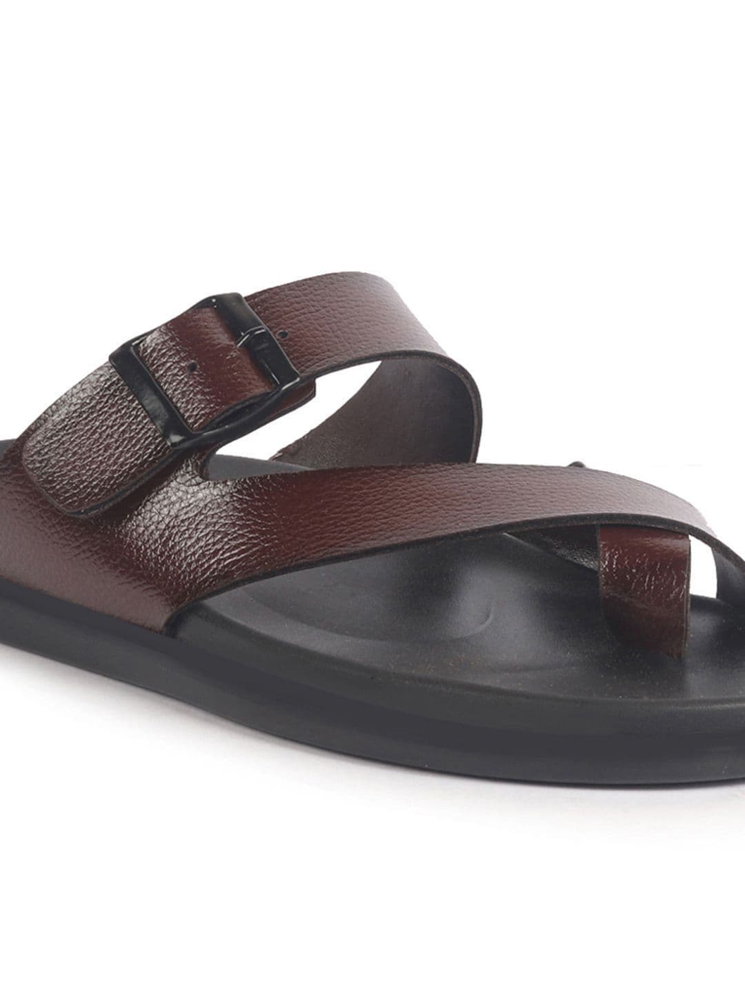 FAUSTO Men PU Comfort Brown  Toe Ring Kolhapuri Sandals thumbnail 3