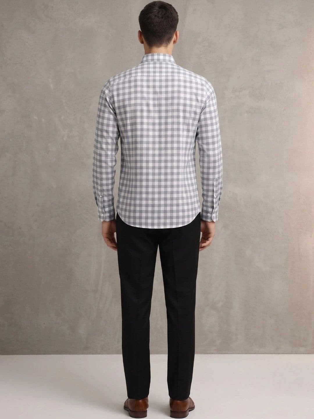 Studio-9 Men Classic Slim Fit Gingham Checks Checked Casual Shirt thumbnail 2