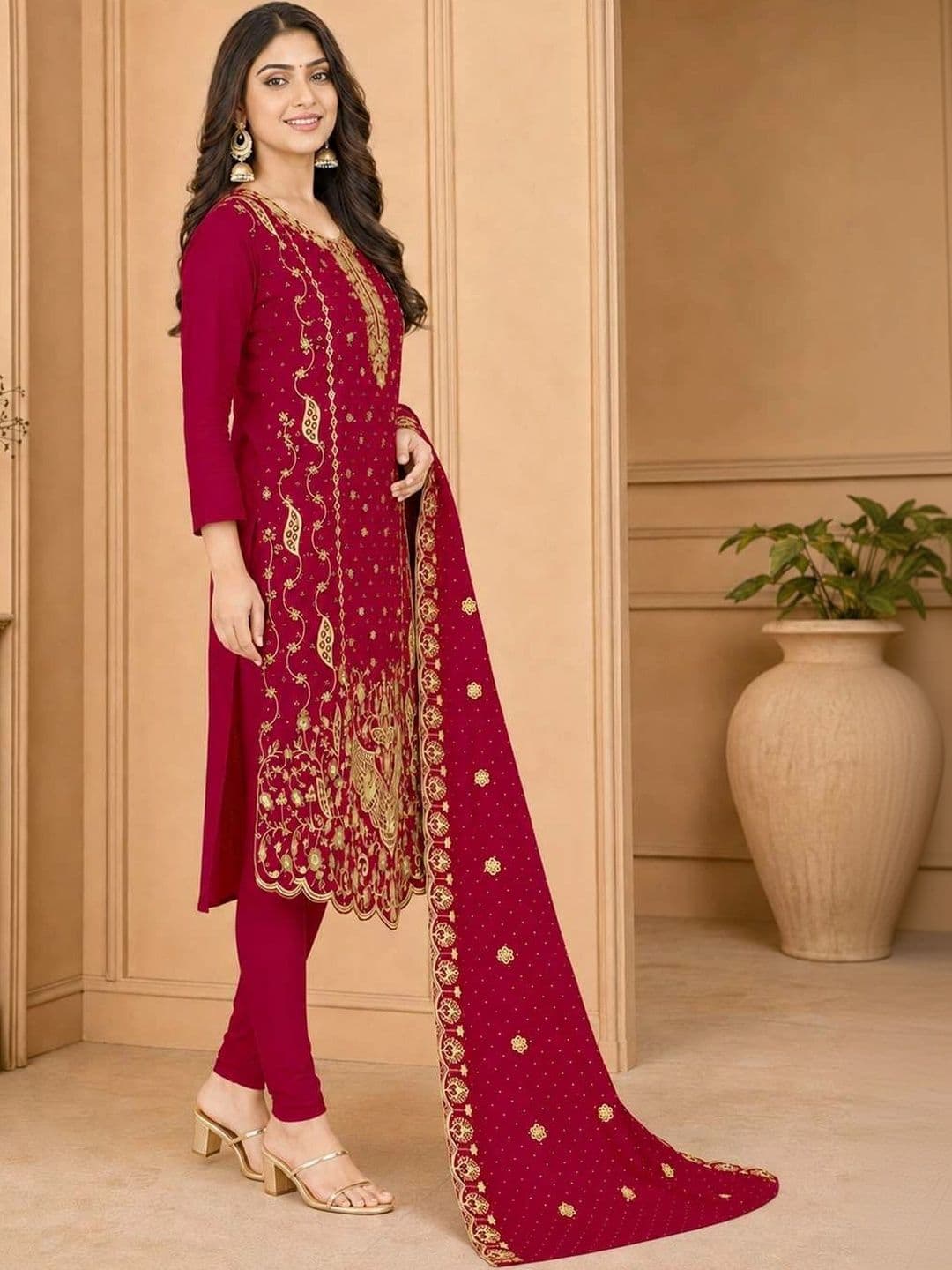 BHAIRAV TEX Embroidered Unstitched Dress Material thumbnail 2