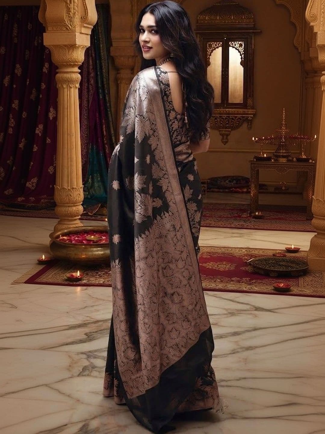 Zimzims Woven Design Zari Art Silk Banarasi Saree thumbnail 2