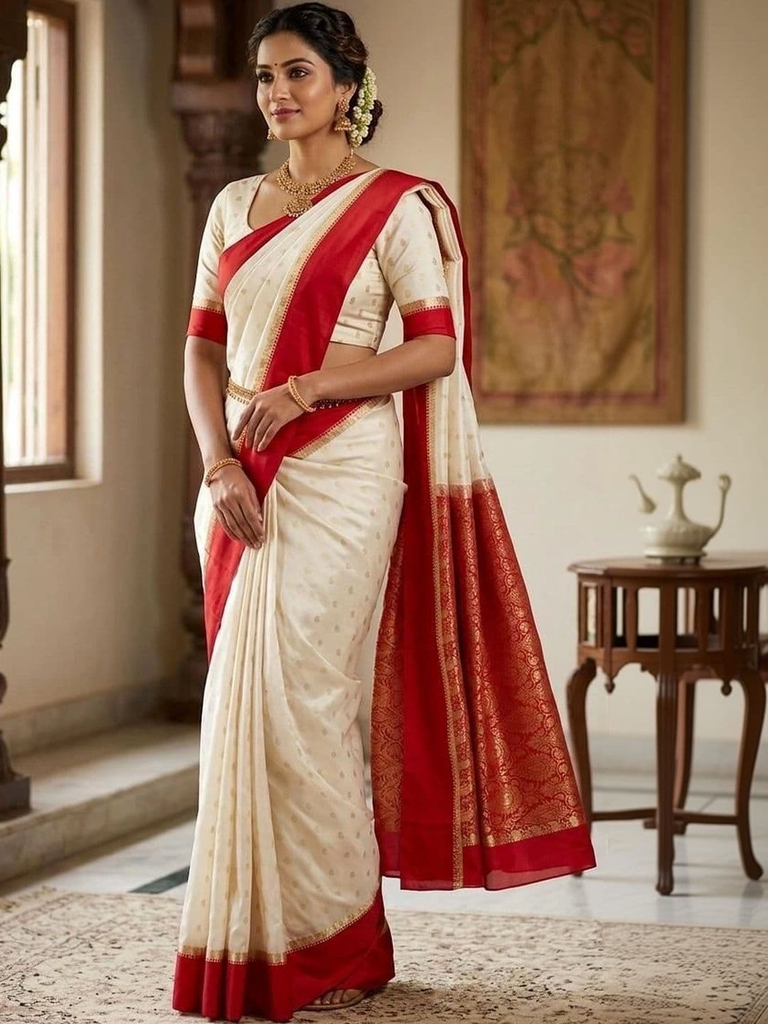 SILK HERITAGE Woven Design Zari Art Silk Saree thumbnail 4