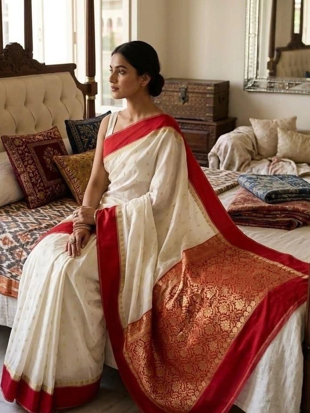 SILK HERITAGE Woven Design Zari Art Silk Saree thumbnail 2
