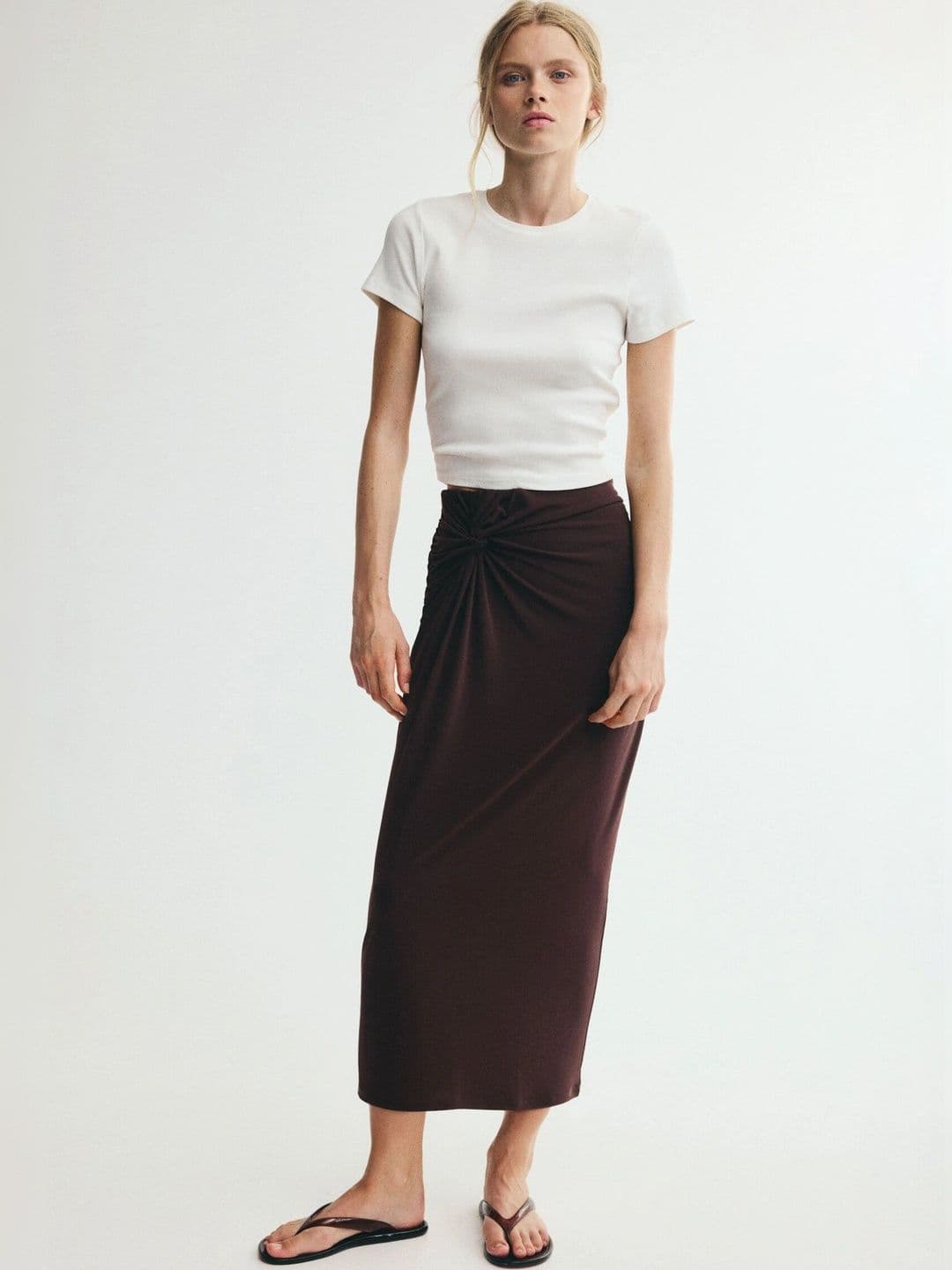 H&M Women Draped Midi Straight Skirt thumbnail 4