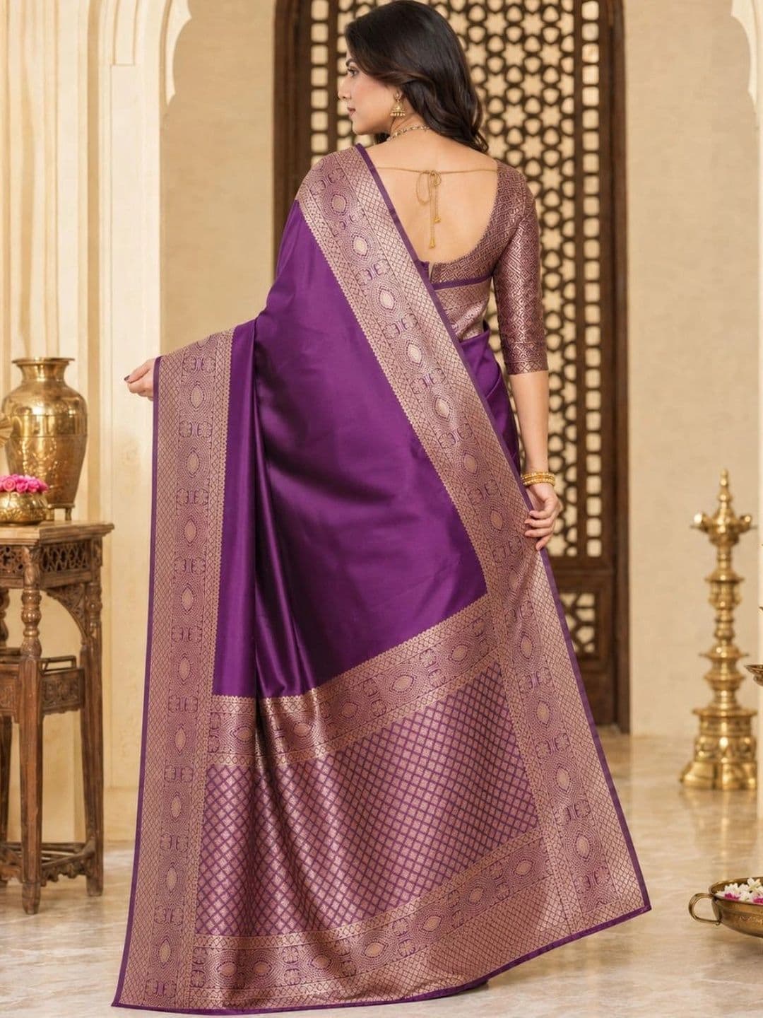 IKSHARA Zari Art Silk Banarasi Saree thumbnail 5