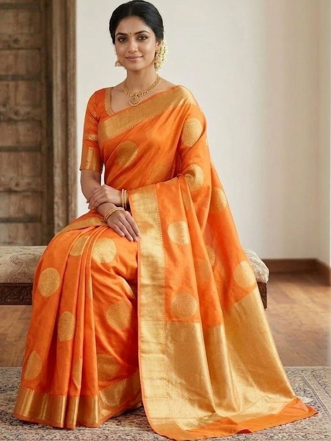 VelvetHue Woven Design Zari Art Silk Banarasi Saree thumbnail 2