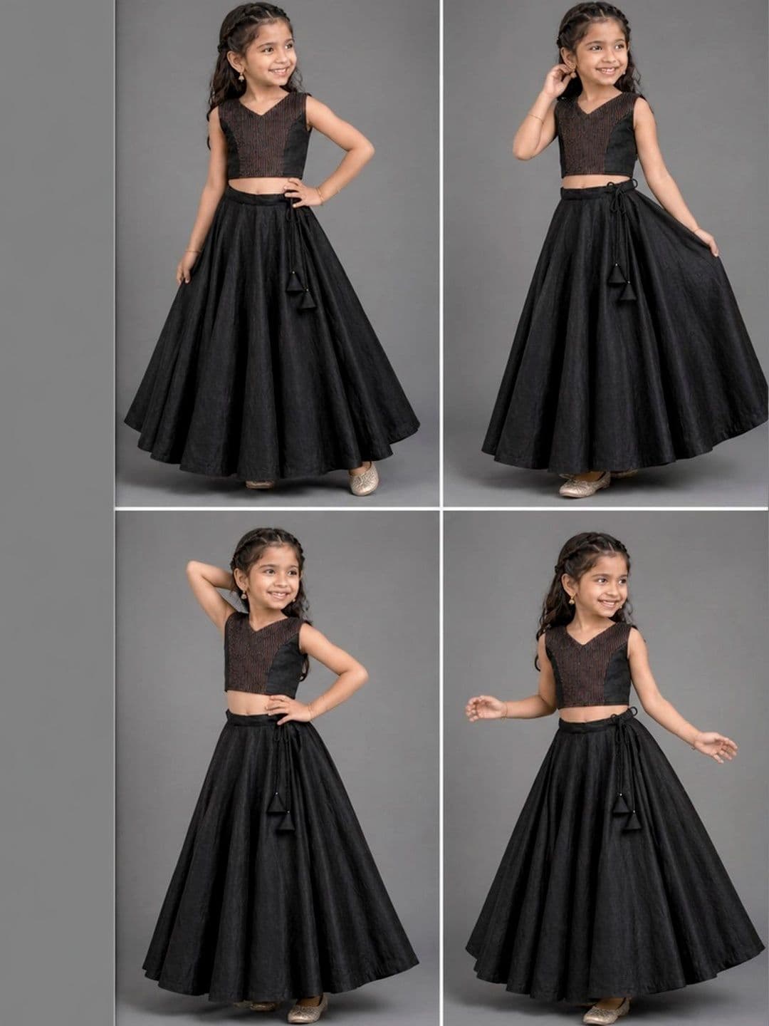 Charan Kanya Girls Thread Work Ready to Wear Lehenga & thumbnail 4